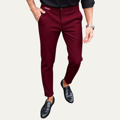 The Santa Monica Men’s Smart Casual Slim Fit Tailored Dress Pants – Burgundy