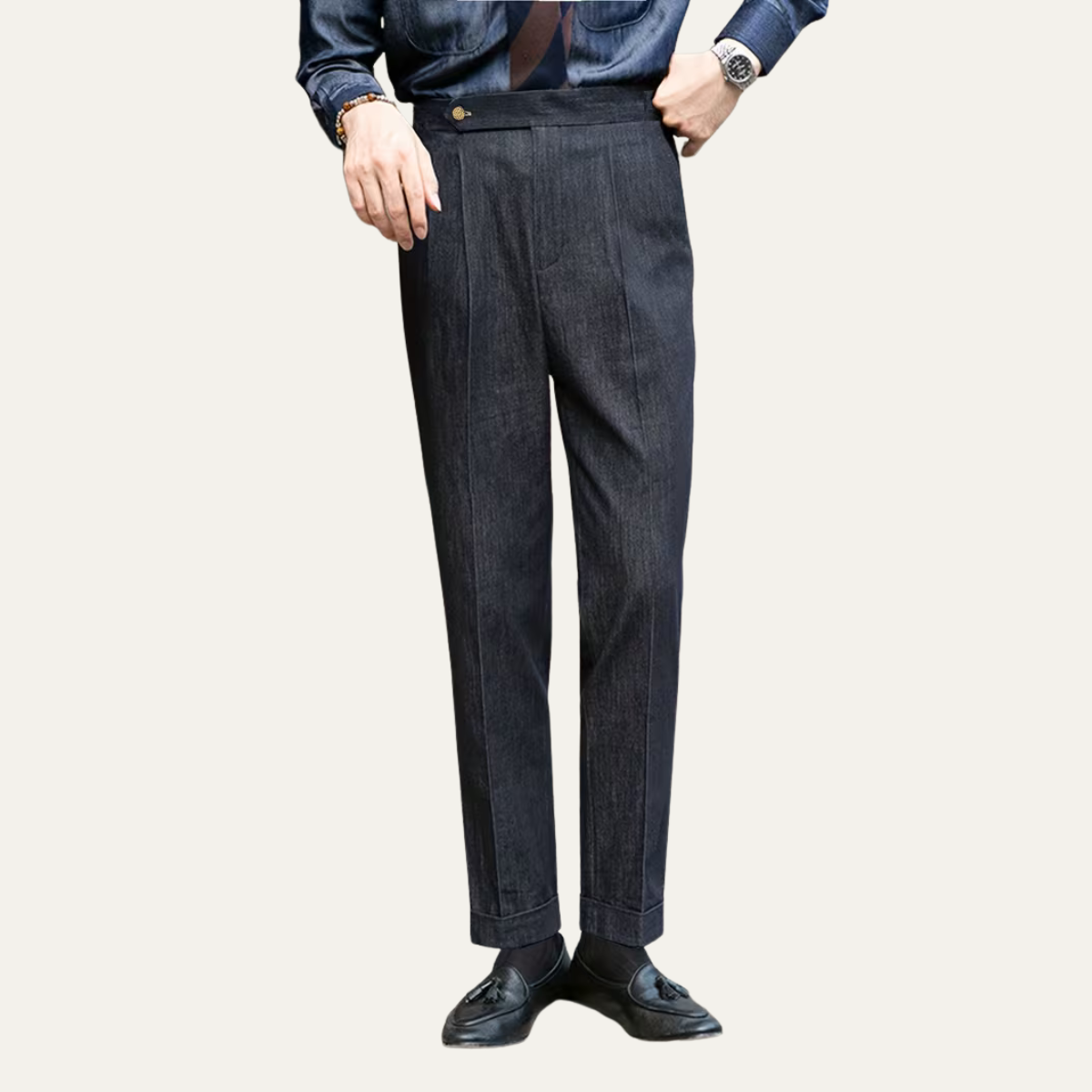 The Atherton Men’s Tailored Straight Leg Dress Pants – Navy Blue