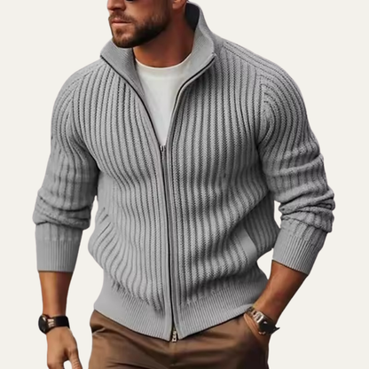 The Granada Men’s Winter Ribbed Zip Up Knitted Cardigan