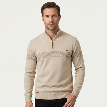 The Brookshire Men’s Casual Half Zip Knit Sweater with Stand Collar