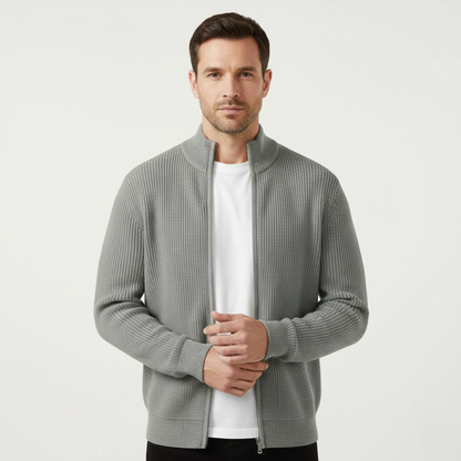 The Lothian Men's Trendy Collar Stand Knit Zip Cardigan Sweater