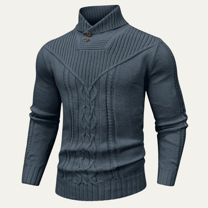 The Stockbridge Men’s Ribbed Knit Button Neck Winter Sweater