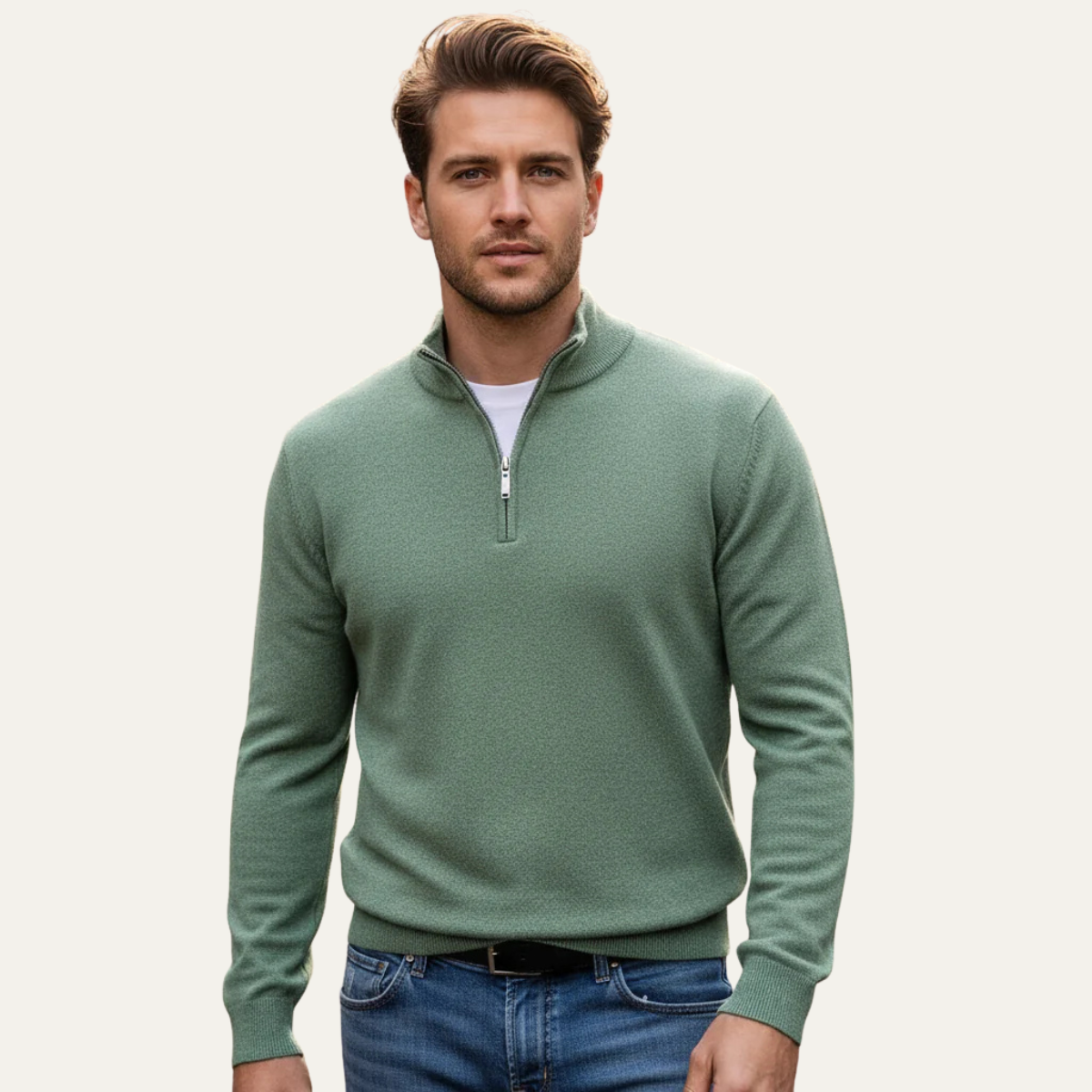 The Carver Men’sSoft Knit Casual Half Zip Cotton Sweater