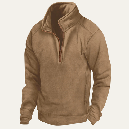 The Fairhaven Men’s Tactical Stand Collar Quarter Zip Fleece Sweater