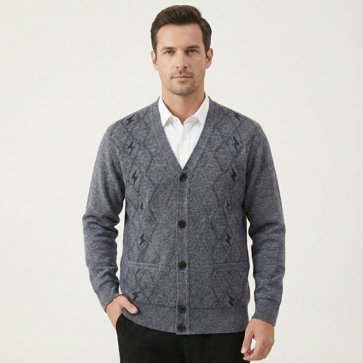 The Barra Men’s V Neck Knit Cardigan with Pockets