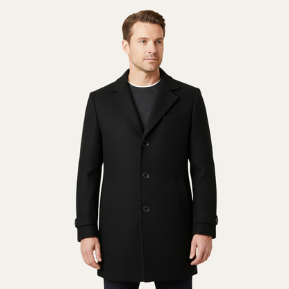 The Wilshire Men's Long Double Breasted Wool Blend Smart Overcoat