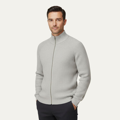 The Richmend Men’s Elegant Merino Wool Zip Up Cardigan