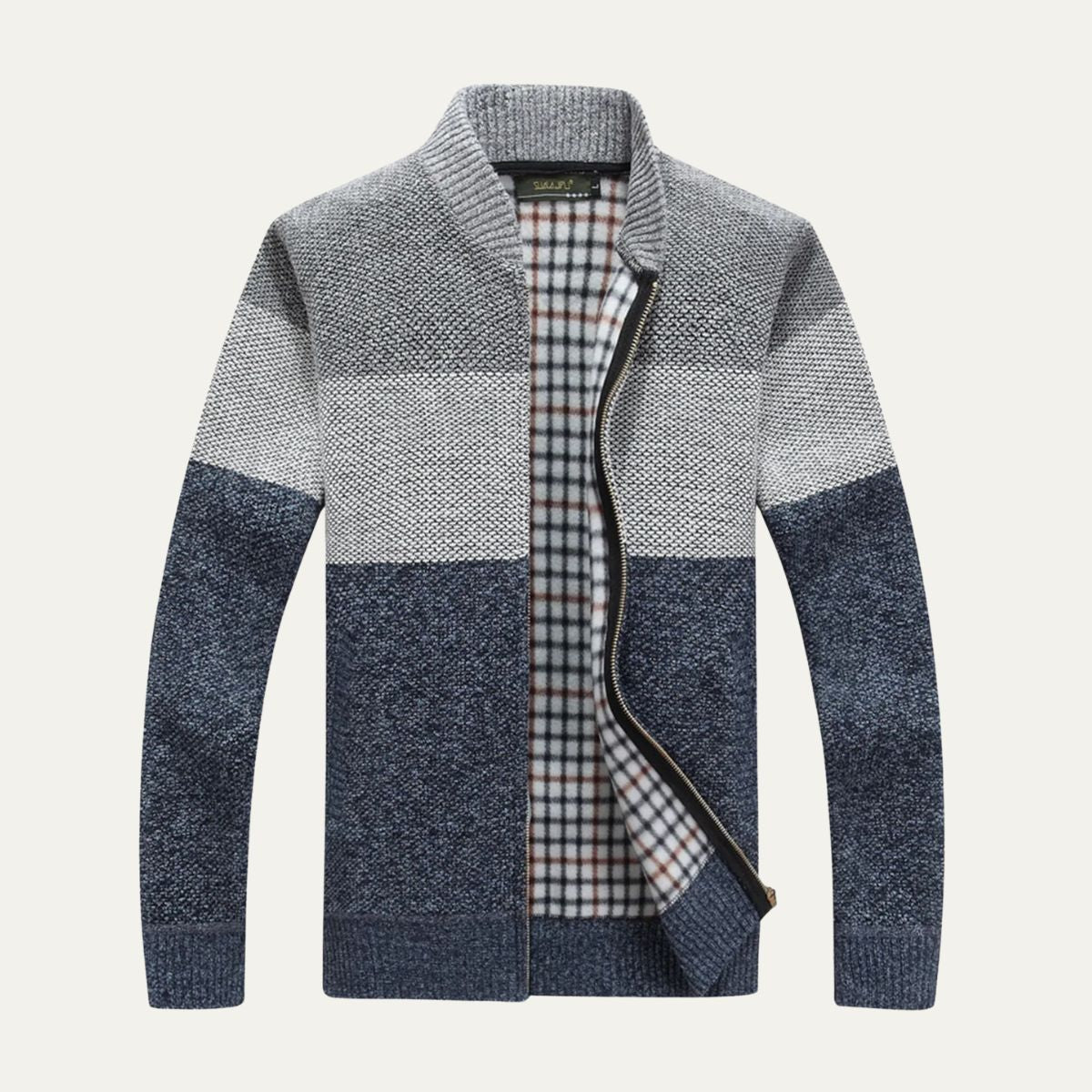 The Levanto Men’s Color Block Zip Up Knit Cardigan