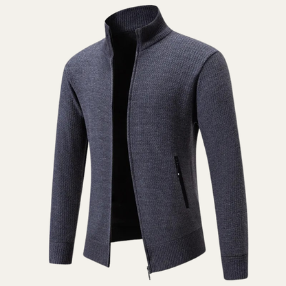 The Montefalco Men’s Casual Knitted Stand Collar Zip Cardigan