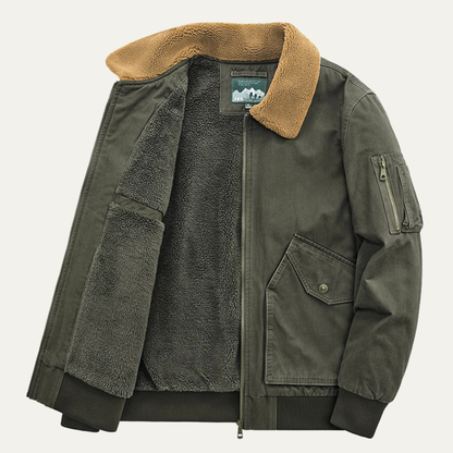The Faircrest Men’s Warm Sherpa Lined Bomber Jacket