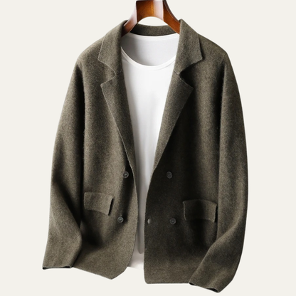 The Roero Men’s Cashmere Suit Collar Blazer Cardigan with Pockets