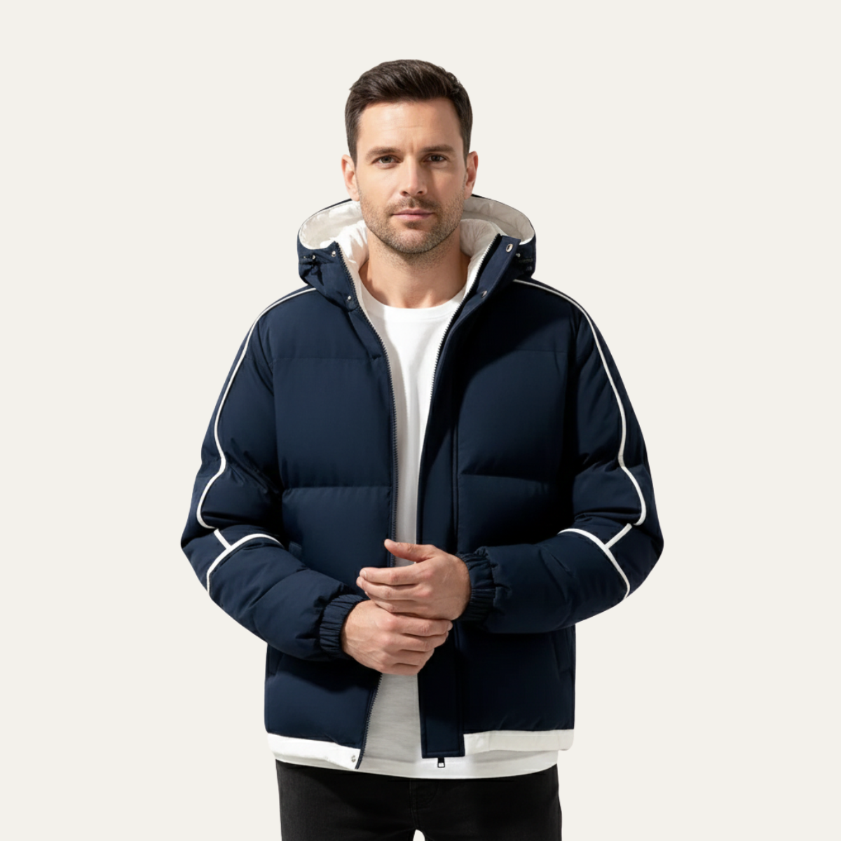 The London Men's Waterproof Puffer Jacket - Luxury Hooded Winter Coat