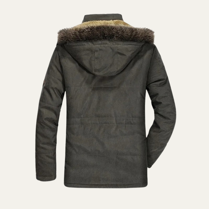 The Olbia Men's Warm Hooded Fur Jacket with Multi Pockets