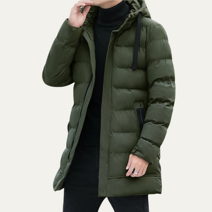 The Whitby Men's Stylish Longline Black Puffer Coat