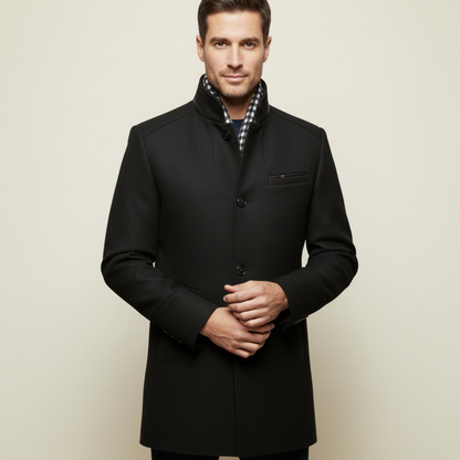The Blenheim Men's Smart Casual Wool Trench Coat with Stand Collar