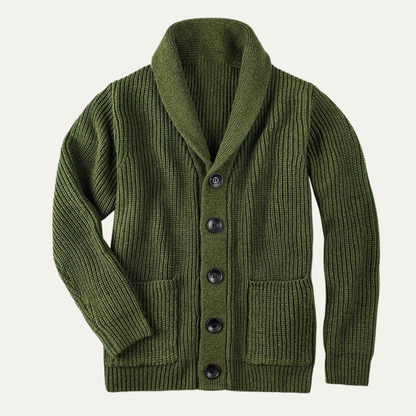 The Cannero Men’s Shawl Collar Button Up Wool Knit Cardigan