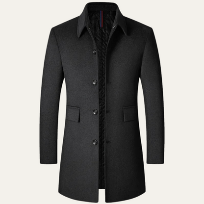 The Alderney Men's Elegant Warm Long Wool Blend Coat