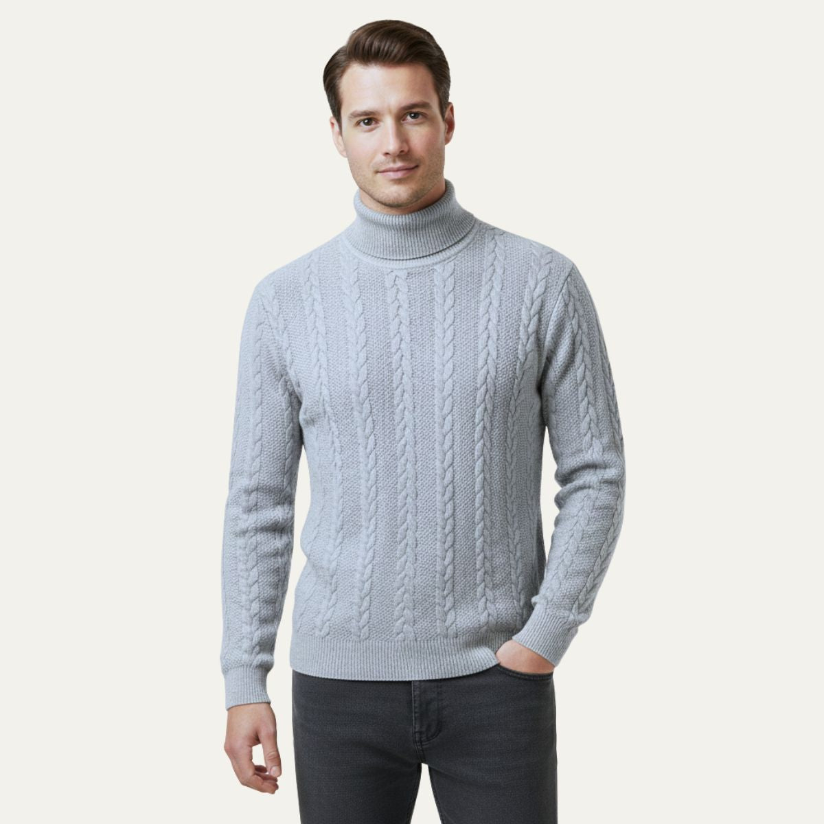 The Paestum Men’s Warm Ribbed Cable Knit Turtleneck Sweater