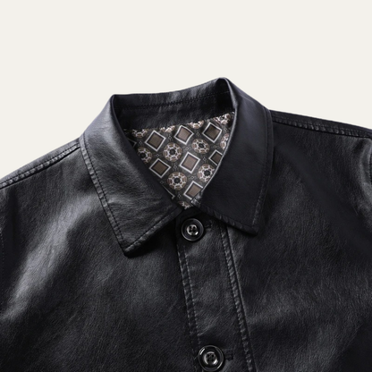 The Portofino Men’s Button Up Leather Winter Jacket