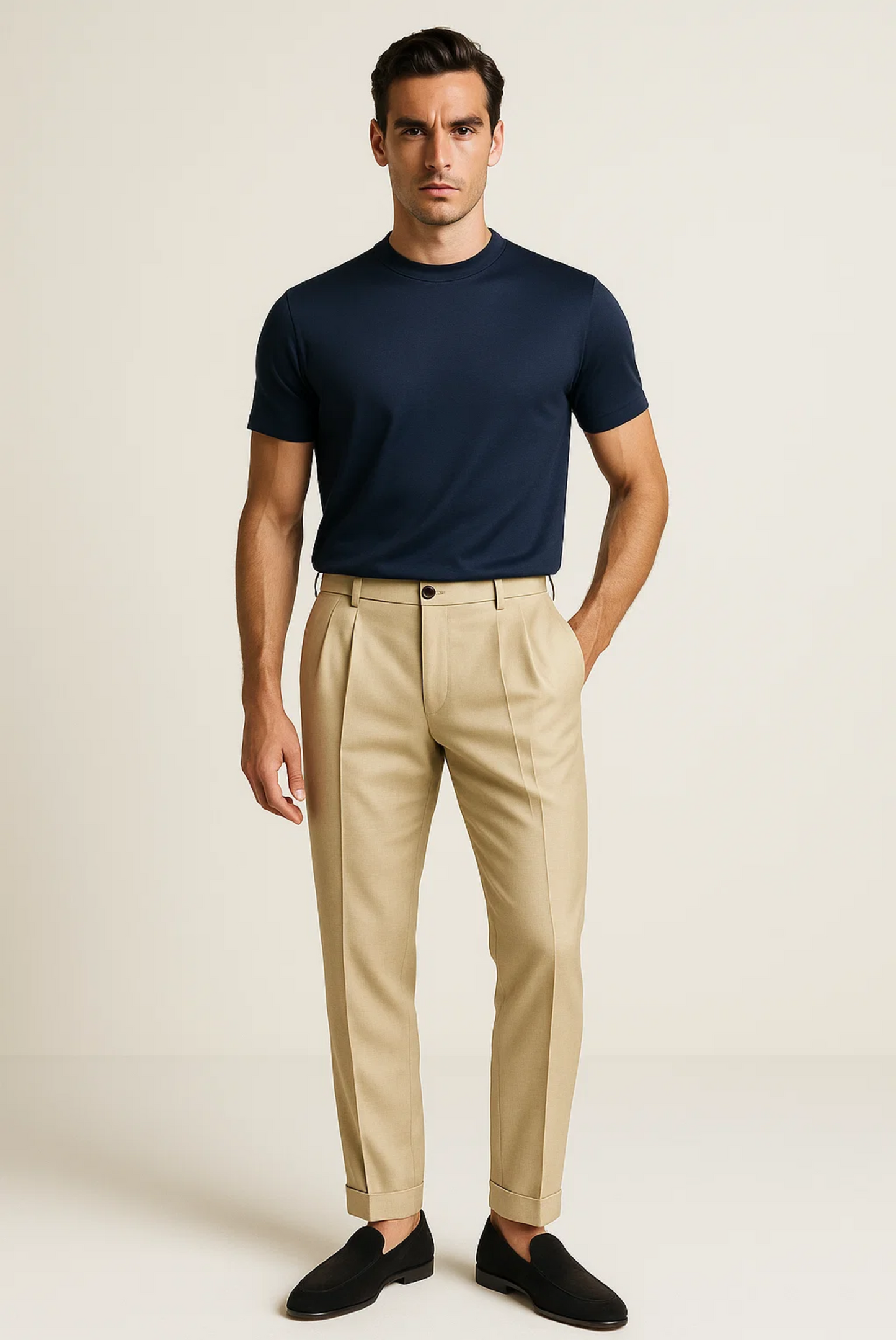 Imperial Navy Blue Cotton Crew Tee for Everyday Wear