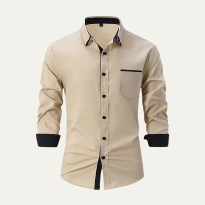 The Gorizia Men’s Trendy Contrast Trim Button Up Shirt