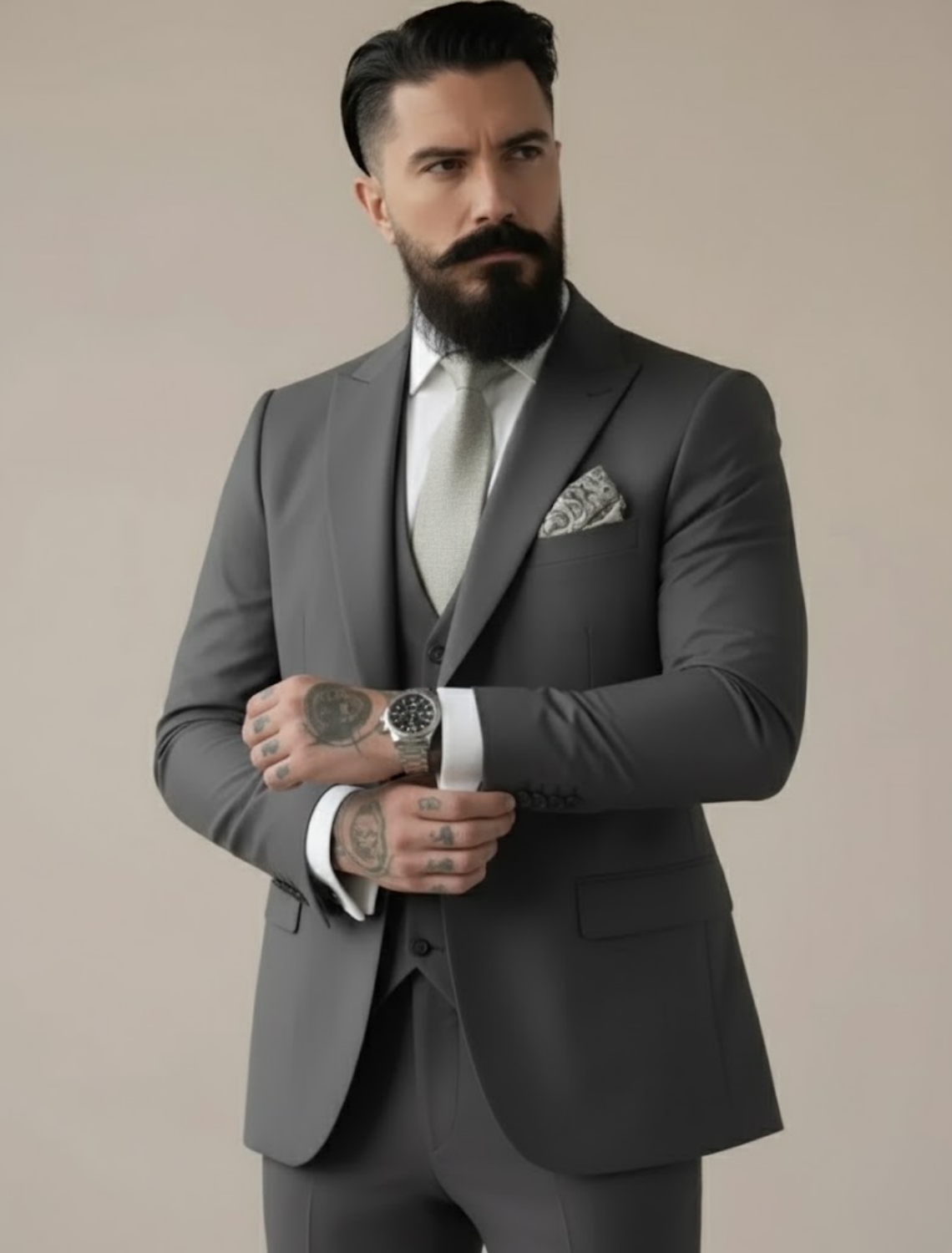 Men’s Slim Fit Three-Piece Suit for Weddings