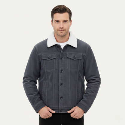 The Ponsacco Men’s Corduroy Fleece Lined Winter Jacket with Sherpa Collar