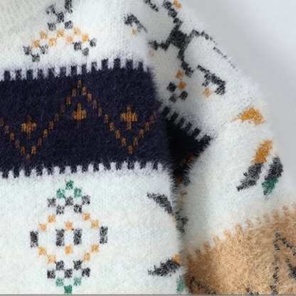 The Preston Men’s Fleece Crewneck Knit Sweater with Nordic Pattern