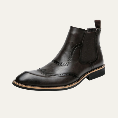 The Gravedona Men’s Leather Brogue Chelsea Dress Boots