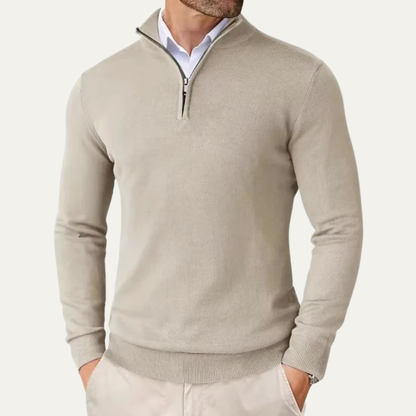 The Elmwood  Men's Quarter Zip Knitted Mock Neck Sweater