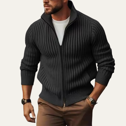 The Granada Men’s Winter Ribbed Zip Up Knitted Cardigan