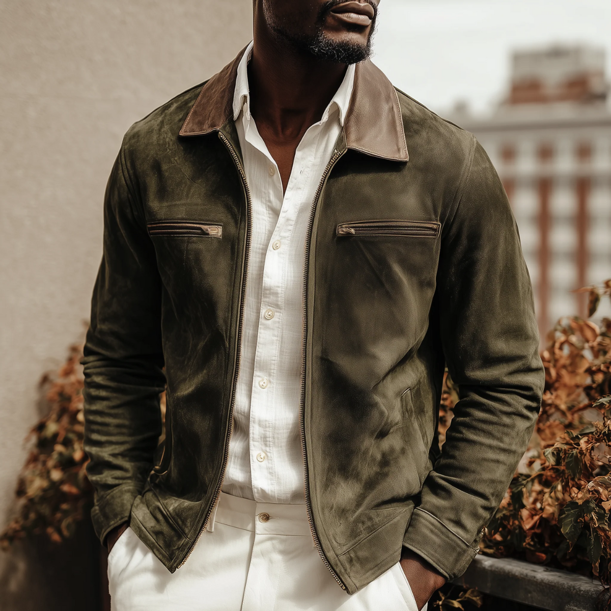 The Belgravia Men’s Dark Green Suede Jacket – Classic Luxury Field Style