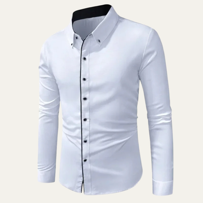 The Deauville Men’s Slim Fit White Dress Shirt – Long Sleeve Button-Up Smart Casual