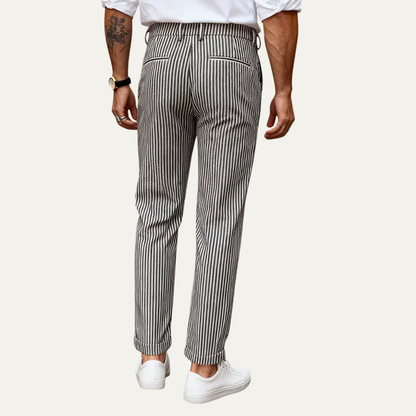 The Georgetown Men’s Striped Straight Leg Smart Casual Dress Pants - Black