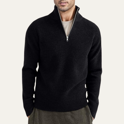 The Edinburgh Men’s Quarter Zip Ribbed Knit Casual Sweater