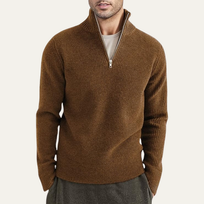 The Edinburgh Men’s Quarter Zip Ribbed Knit Casual Sweater