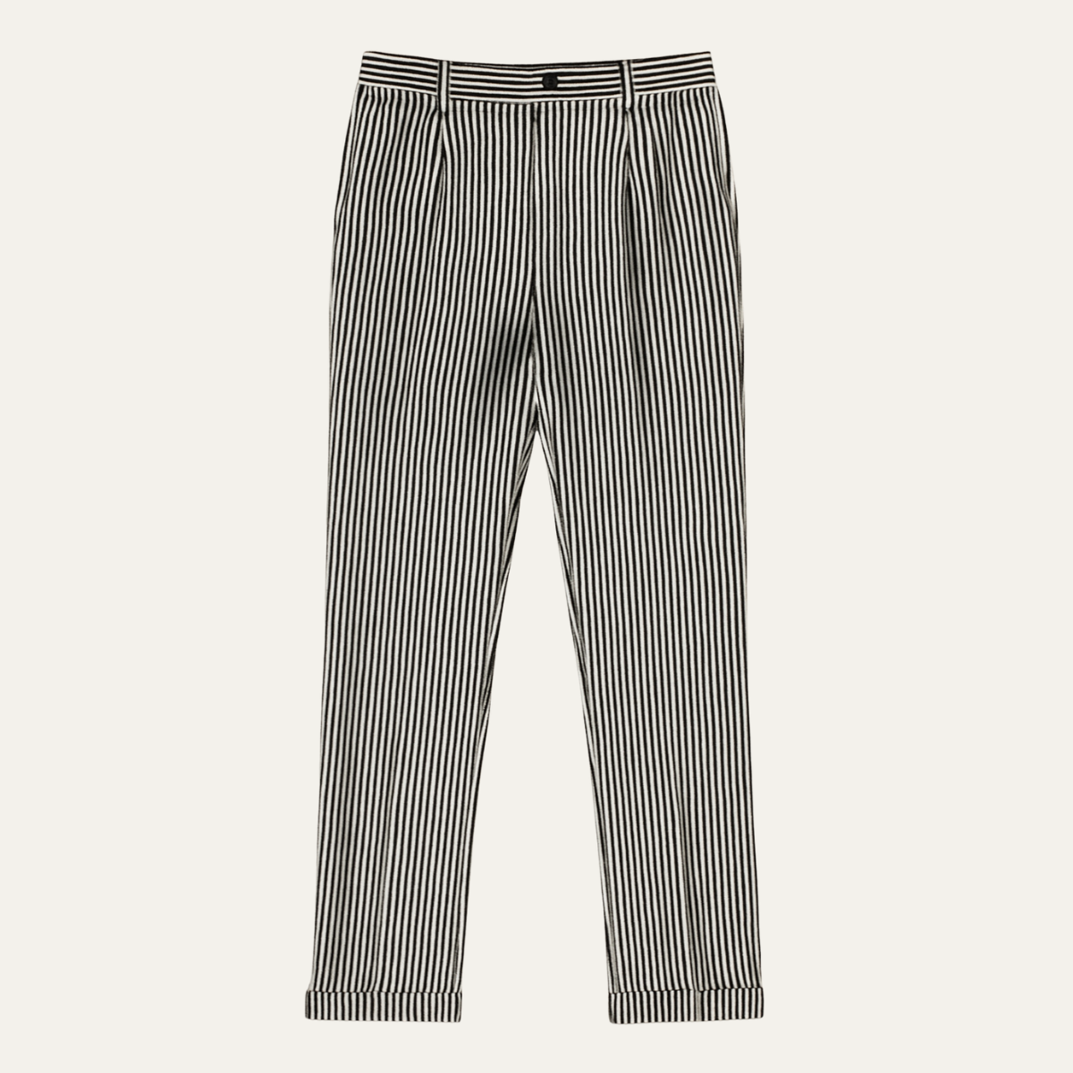 The Georgetown Men’s Striped Straight Leg Smart Casual Dress Pants - Black