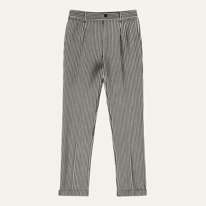 The Georgetown Men’s Striped Straight Leg Smart Casual Dress Pants - Black