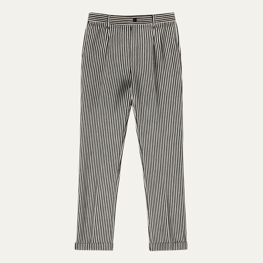 The Georgetown Men’s Striped Straight Leg Smart Casual Dress Pants - Black