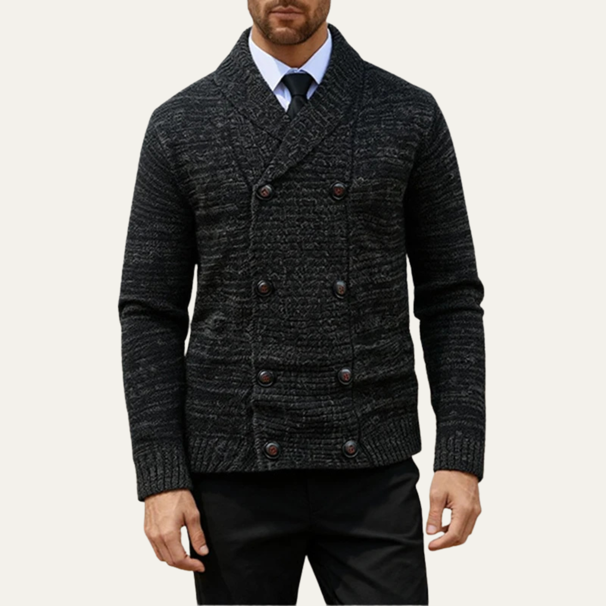 The Foggia Men's Retro Solid Color Knit Casual Cardigan