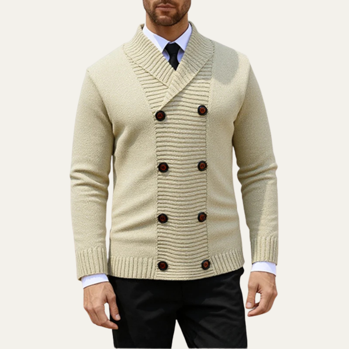 The Foggia Men's Retro Solid Color Knit Casual Cardigan
