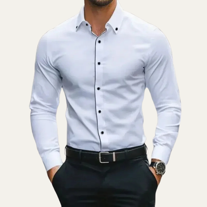 The Deauville Men’s Slim Fit White Dress Shirt – Long Sleeve Button-Up Smart Casual