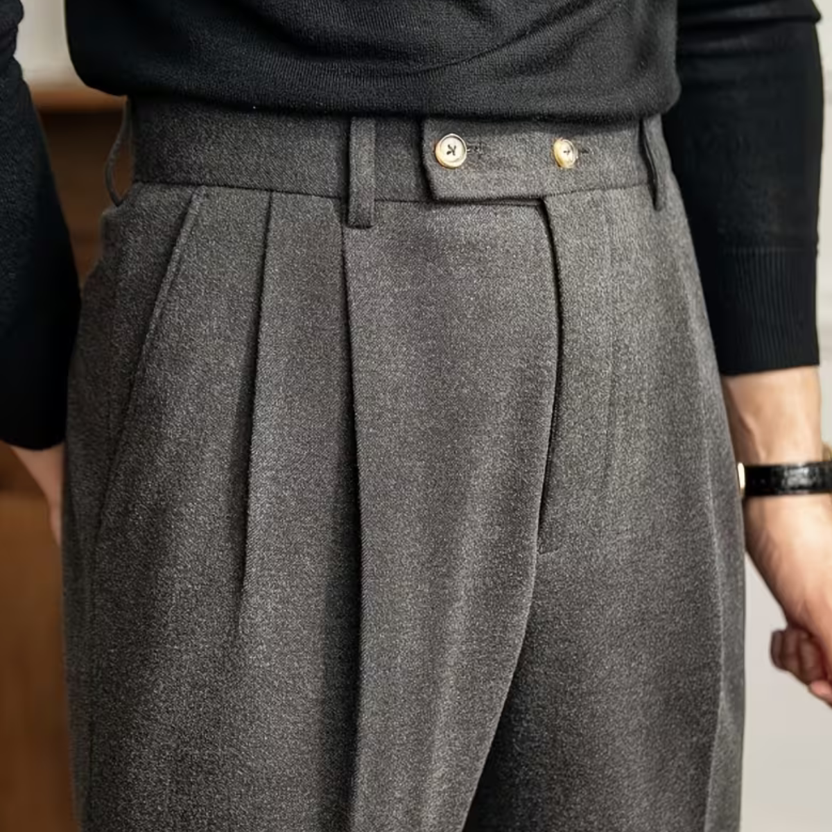 The Edgewood Men’s High Waisted Straight Leg Smart Dress Pants