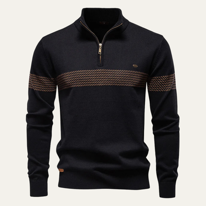 The Brookshire Men’s Casual Half Zip Knit Sweater with Stand Collar