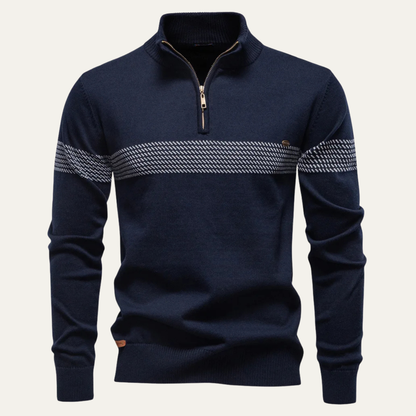 The Brookshire Men’s Casual Half Zip Knit Sweater with Stand Collar