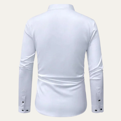The Deauville Men’s Slim Fit White Dress Shirt – Long Sleeve Button-Up Smart Casual