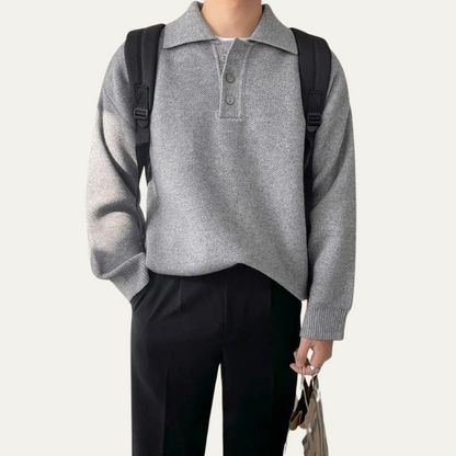 The Lichfield Men's Tailored Gray Casual Polo Sweater