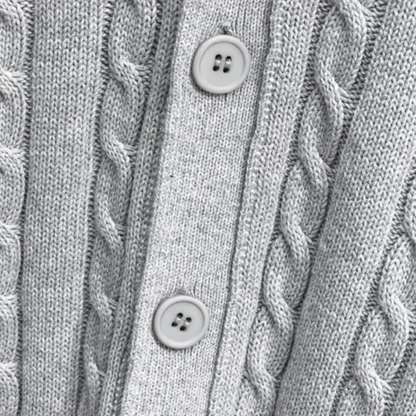 The Rochester Men's Classic Cable Knit Button Up Cardigan