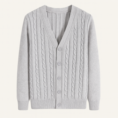 The Rochester Men's Classic Cable Knit Button Up Cardigan