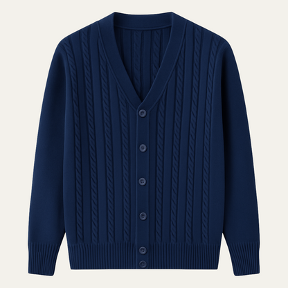 The Rochester Men's Classic Cable Knit Button Up Cardigan